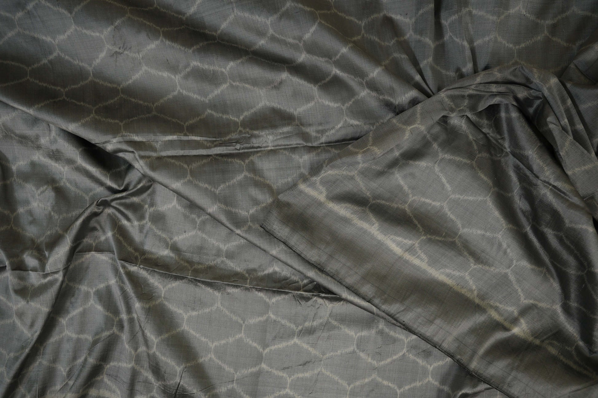 Grey Ikat Silk Saree Zoom