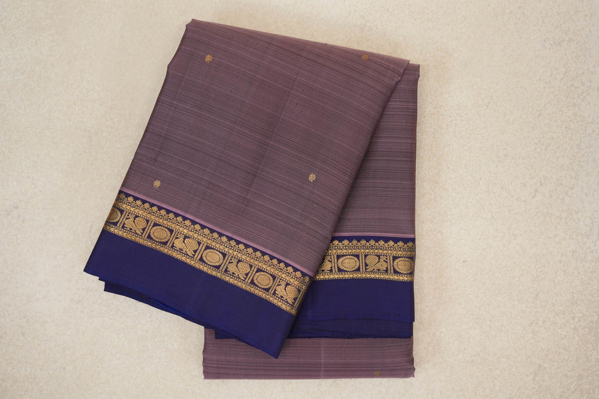 folded Dusty Lavender Pink  Vintage Kanjivaram Silk Saree 