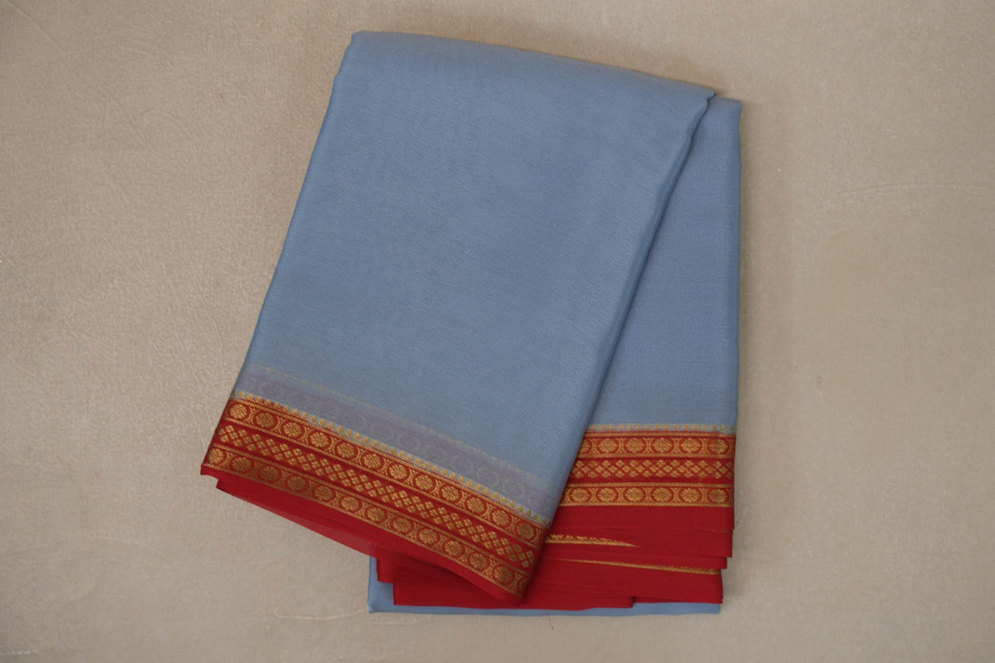Gray with red Mysore Silk Saree by Shreenivas Silks PSSR019436