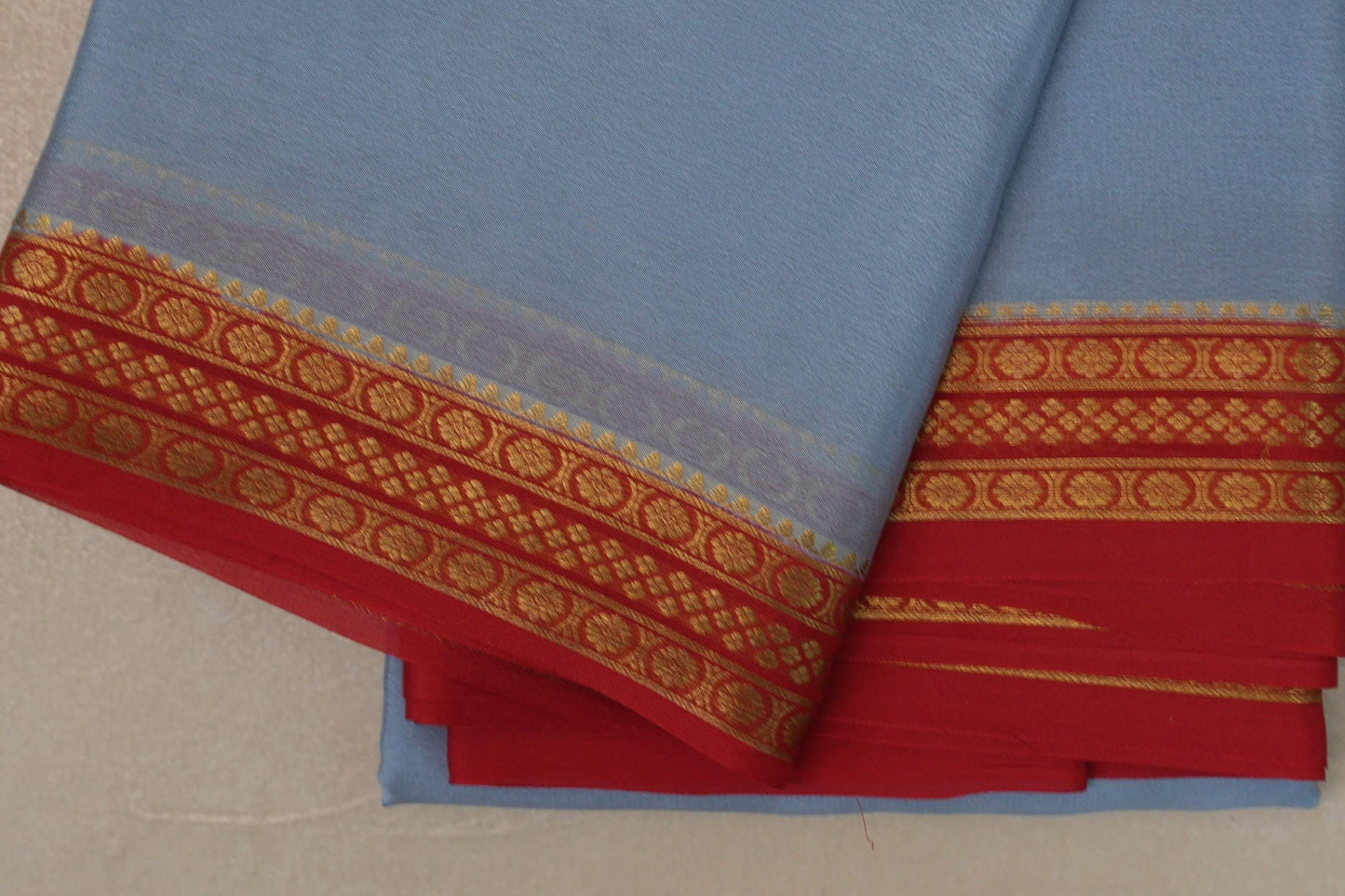 Gray with red Mysore Silk Saree by Shreenivas Silks PSSR019436