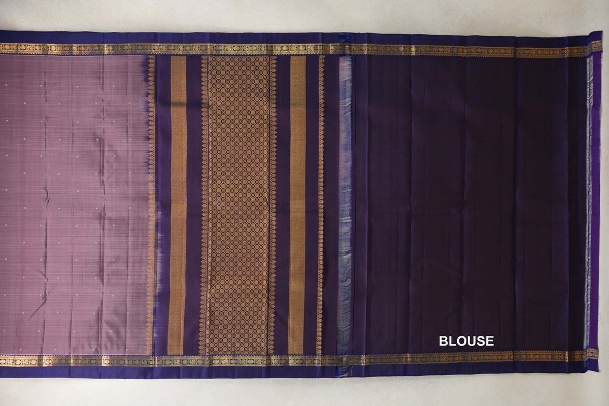Dusty Lavender Pink  Vintage Kanjivaram Silk Saree  blouse