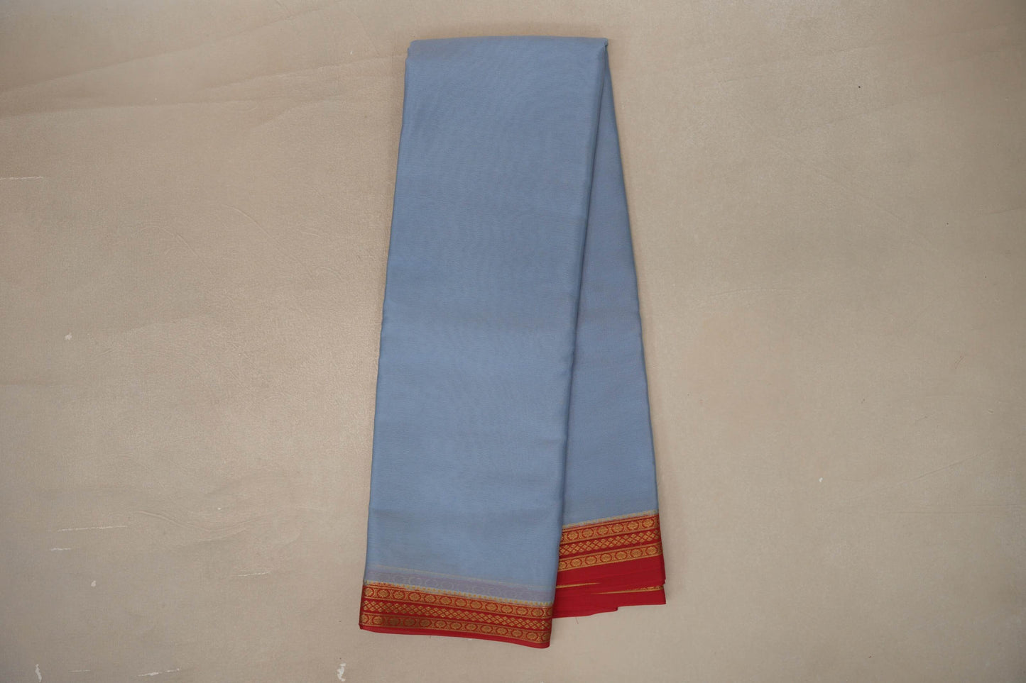 Gray with red Mysore Silk Saree by Shreenivas Silks PSSR019436