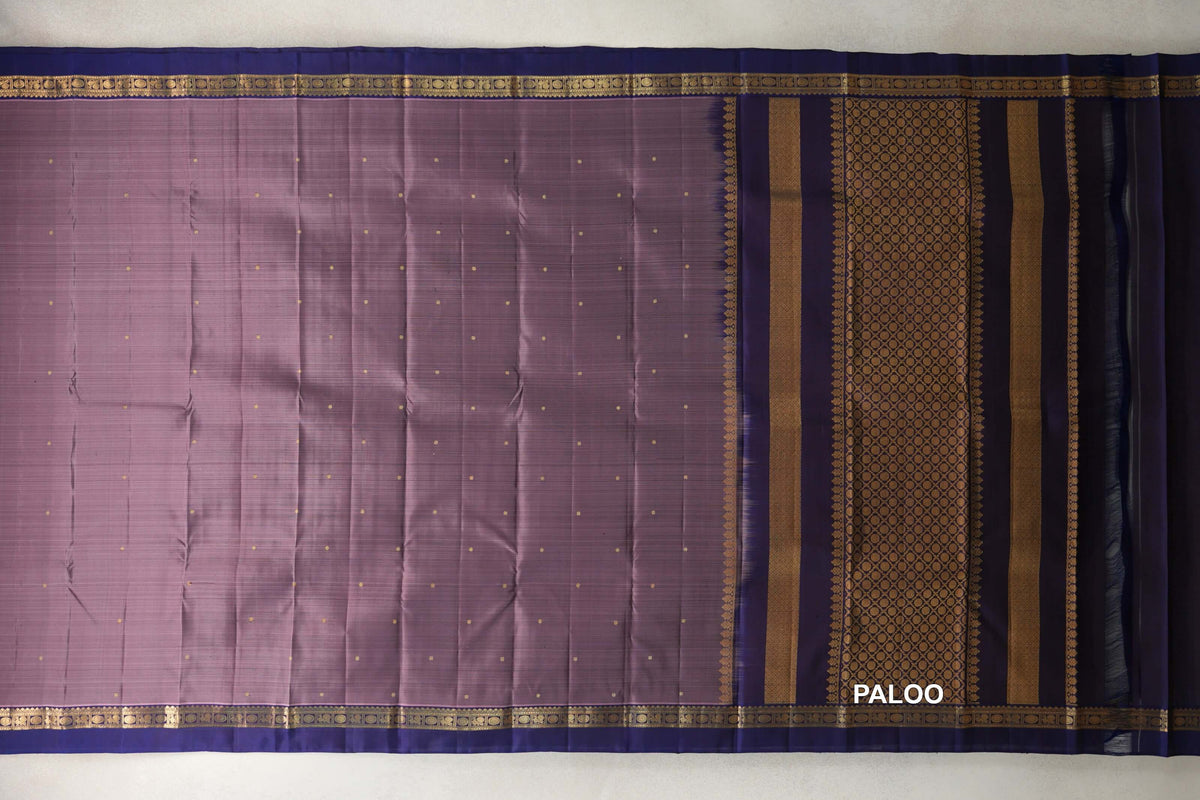 Dusty Lavender Pink  Vintage Kanjivaram Silk Saree  paloo
