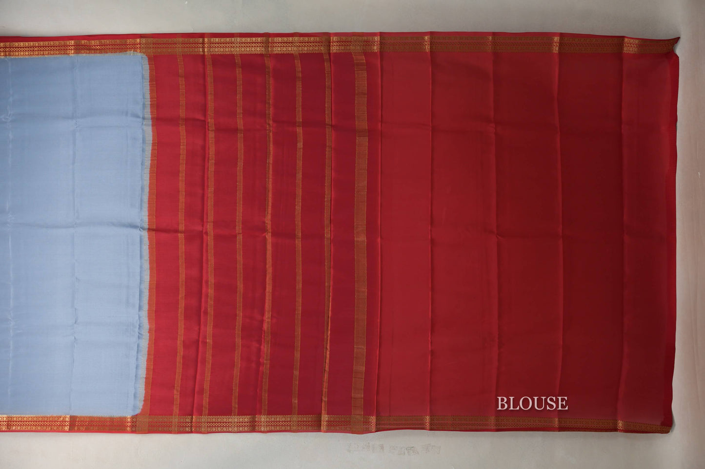 Gray with red Mysore Silk Saree by Shreenivas Silks PSSR019436