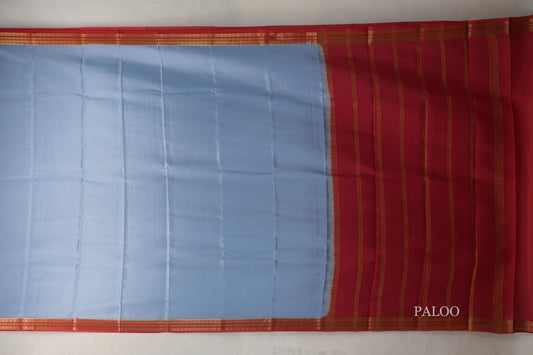 Gray with red Mysore Silk Saree by Shreenivas Silks PSSR019436