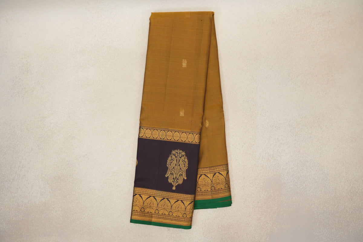 Golden olive Light Weight Kanchipuram Silk Saree online