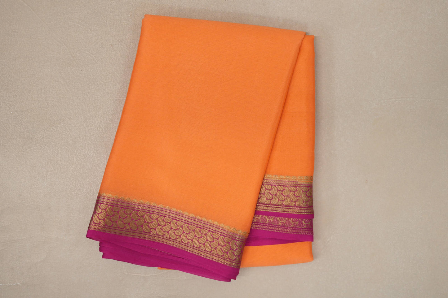 Light orange with Pink Mysore Silk Saree by Shreenivas Silks PSSR019437