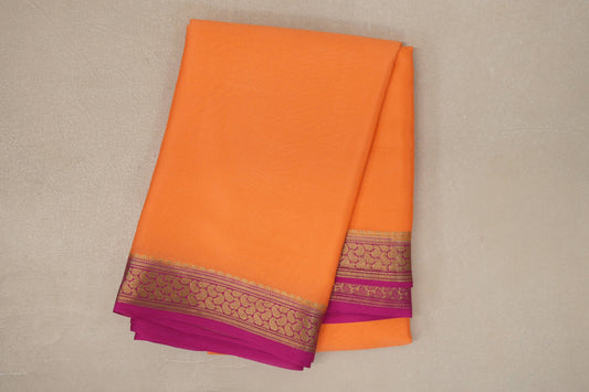 Light orange with Pink Mysore Silk Saree by Shreenivas Silks PSSR019437