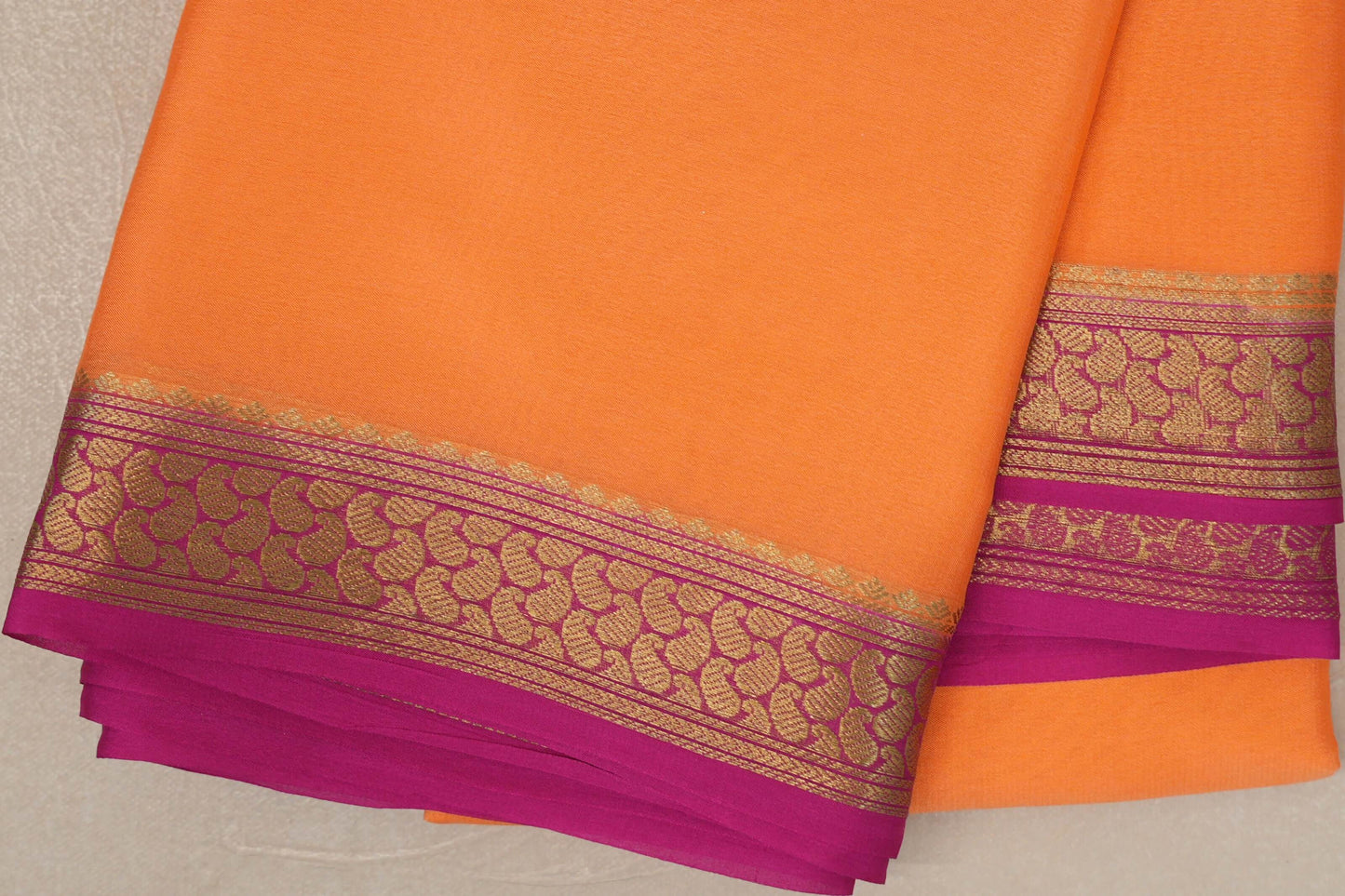 Light orange with Pink Mysore Silk Saree by Shreenivas Silks PSSR019437
