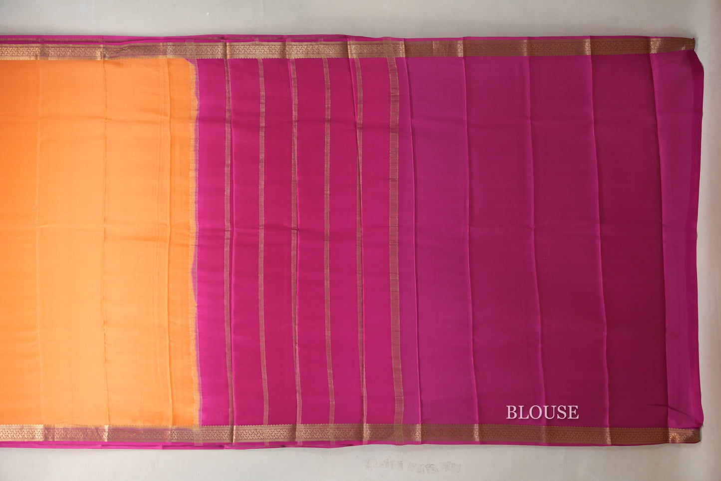 Light orange with Pink Mysore Silk Saree by Shreenivas Silks PSSR019437