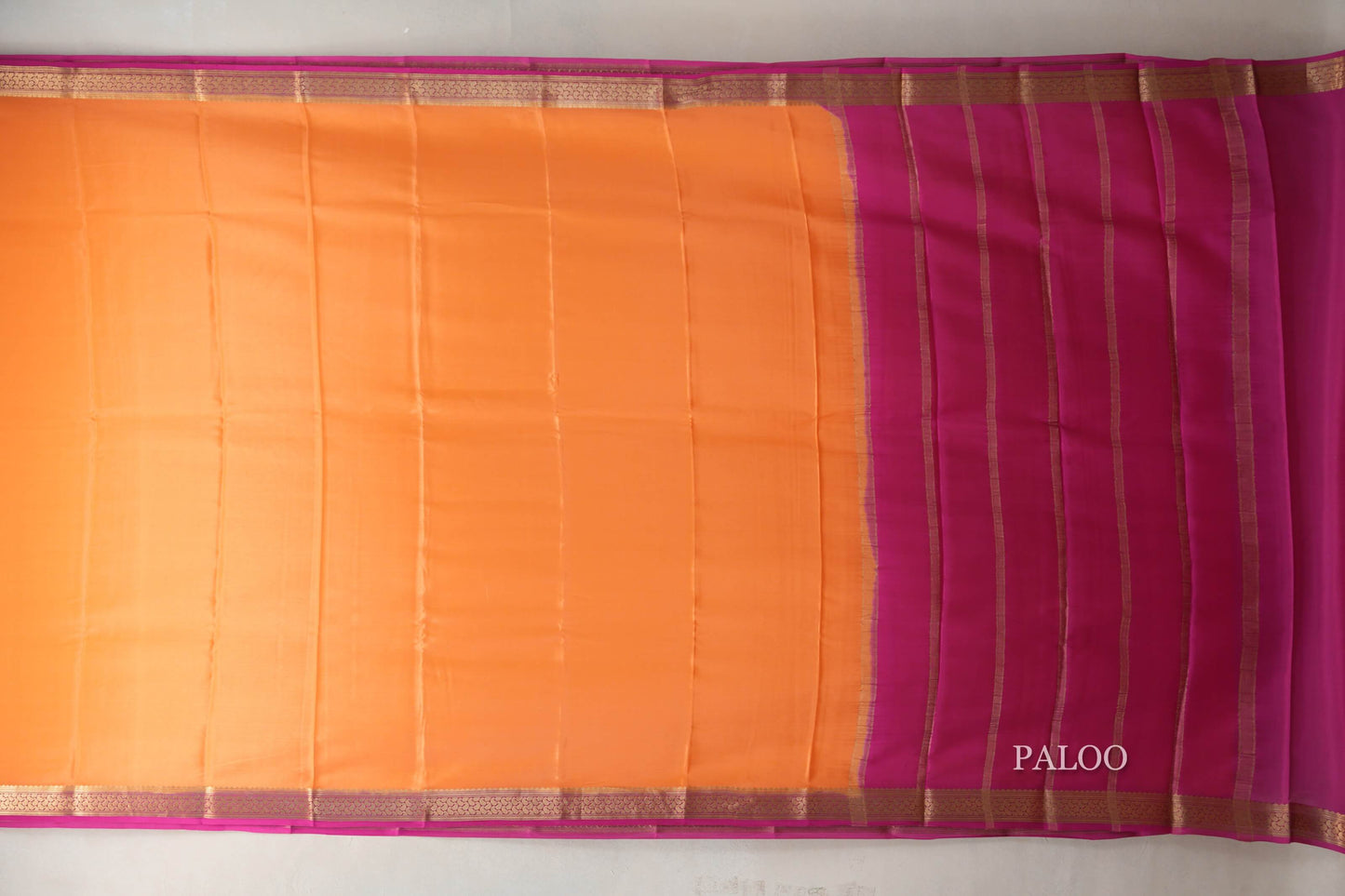 Light orange with Pink Mysore Silk Saree by Shreenivas Silks PSSR019437