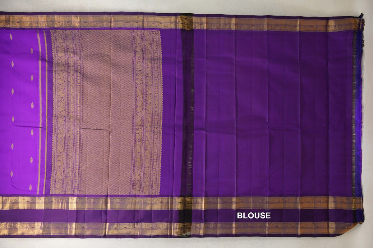 Bright Violet Purple Light Weight Kanchipuram Silk Saree blouse
