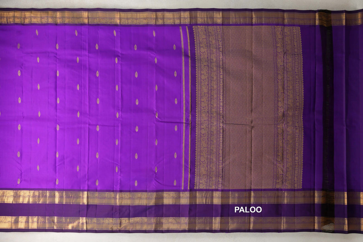 Bright Violet Purple Light Weight Kanchipuram Silk Saree paloo