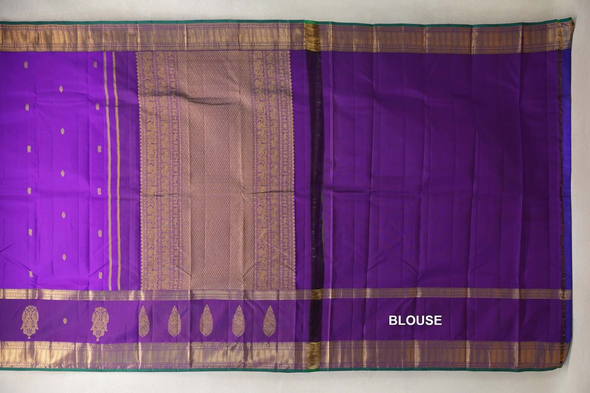Bright Violet Purple Light Weight Kanchipuram Silk Saree blouse