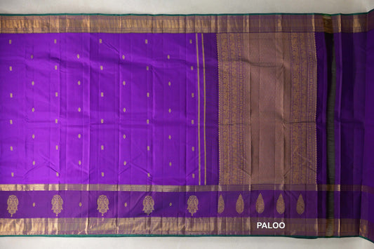 Bright Violet Purple Light Weight Kanchipuram Silk Saree paloo