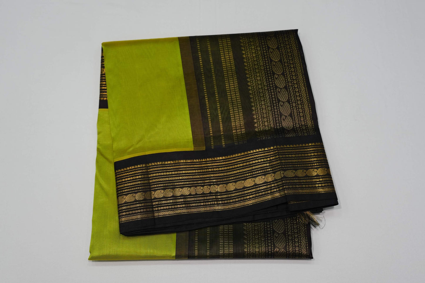 Parrot green vintage silk cotton saree