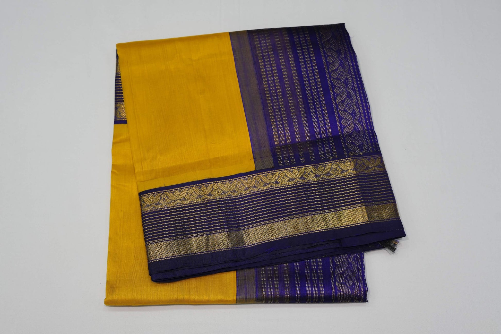 Yellow vintage silk cotton saree