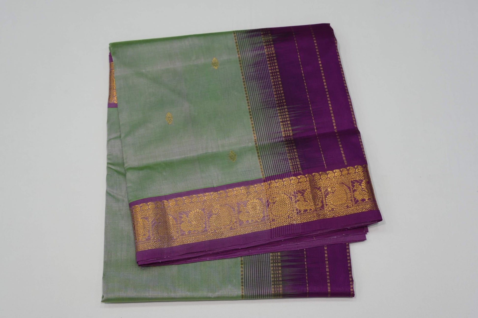 Pistha green vintage silk cotton saree
