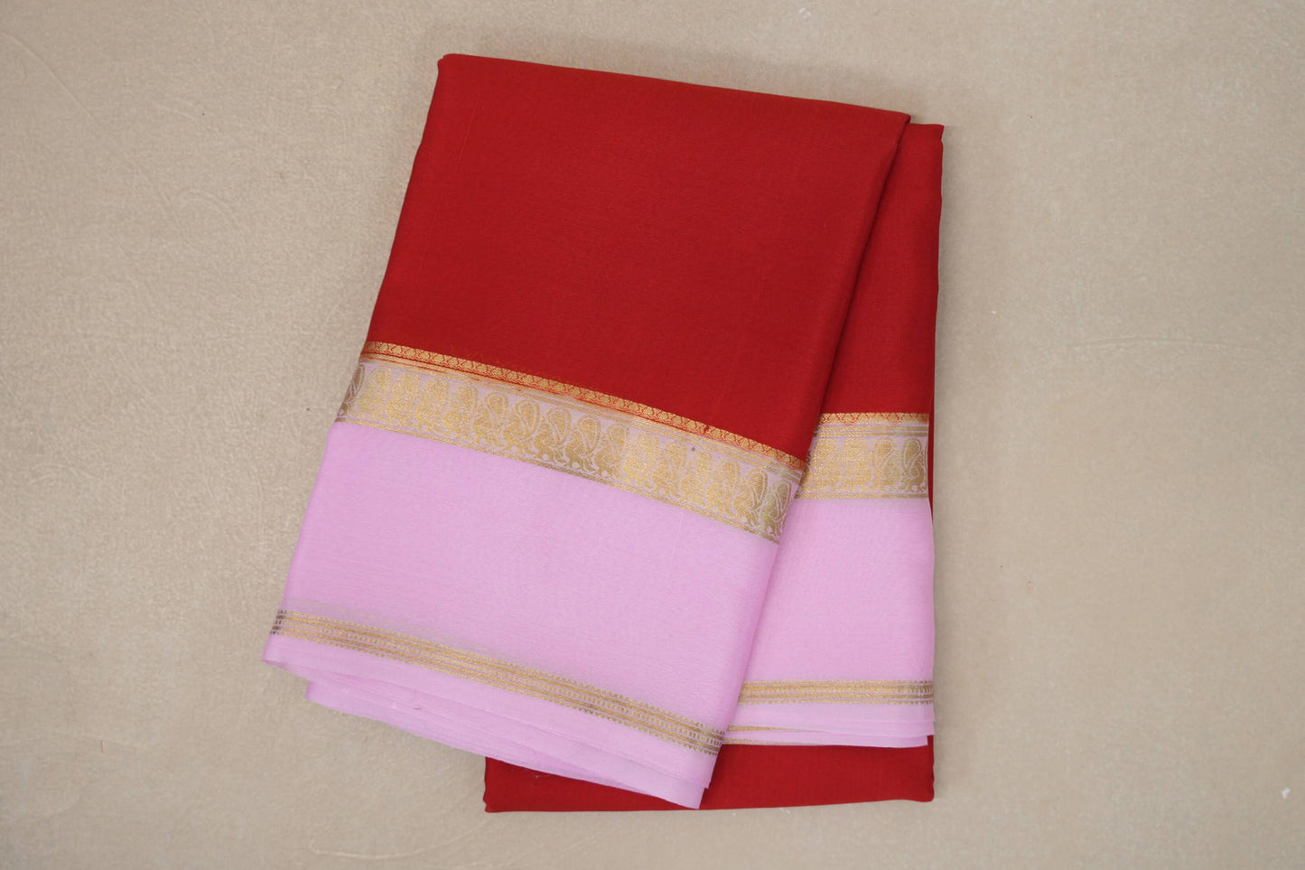 Chilli red with Baby Pink Mysore Silk Saree by Shreenivas Silks PSSR019446
