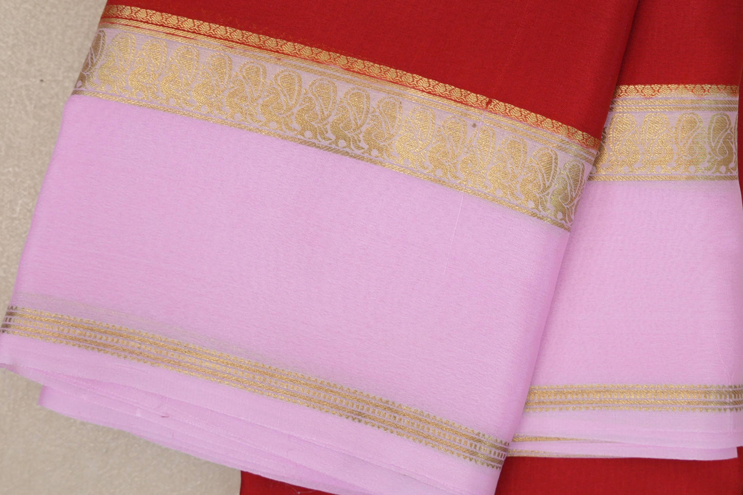 Chilli red with Baby Pink Mysore Silk Saree by Shreenivas Silks PSSR019446