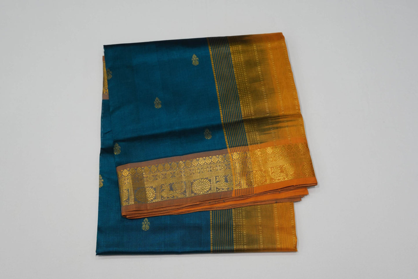 Peacock green vintage silk cotton saree