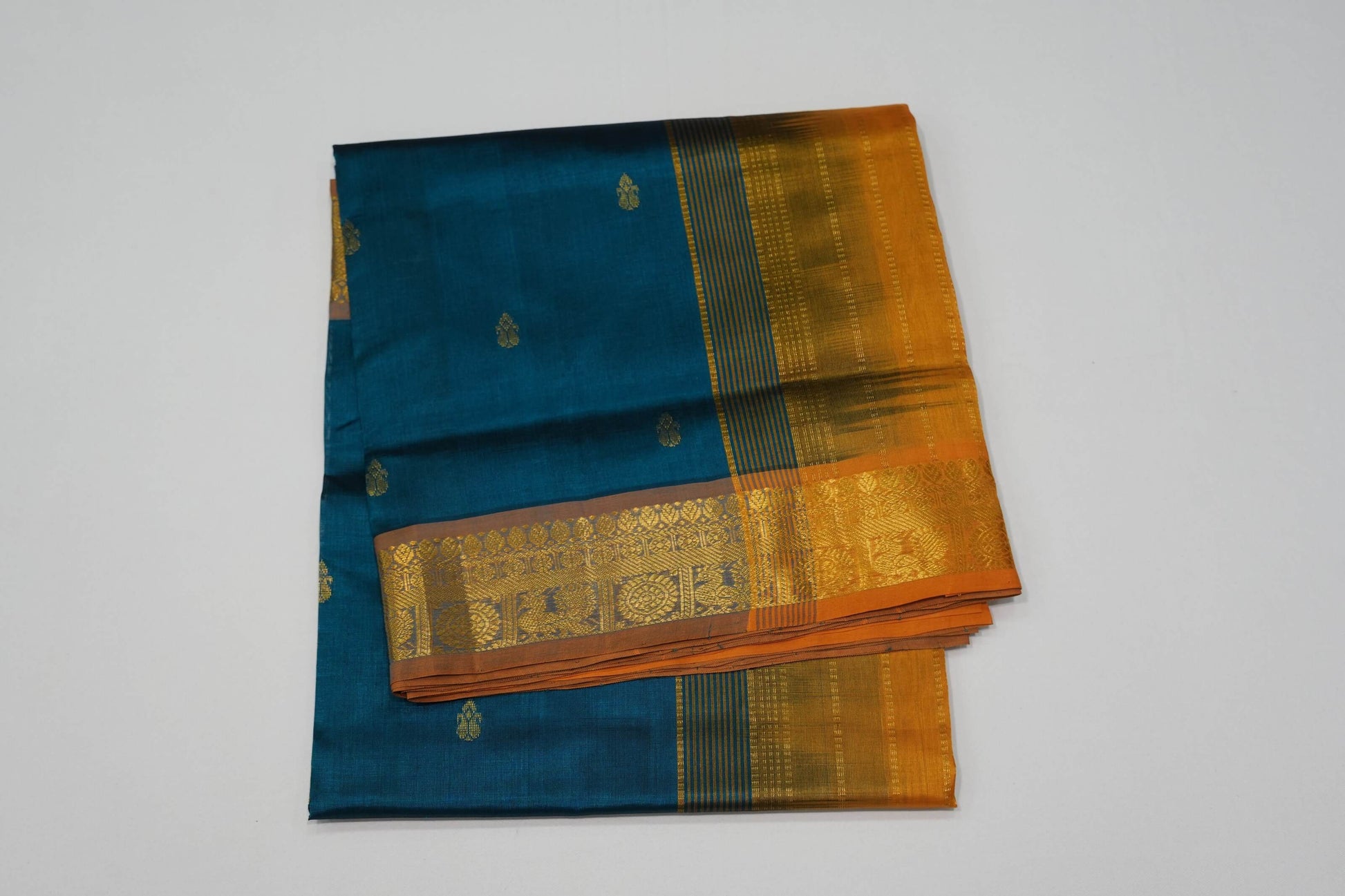 Peacock green vintage silk cotton saree