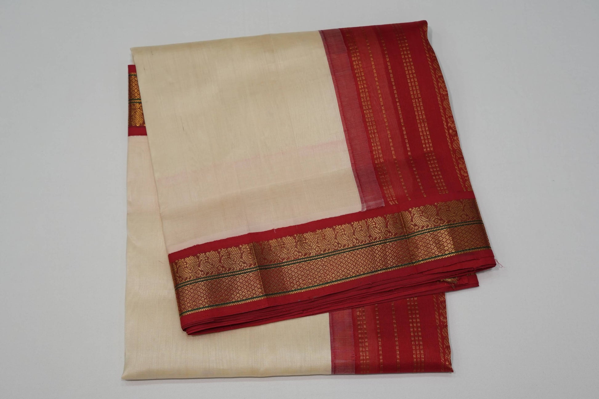 Off-white vintage silk cotton saree