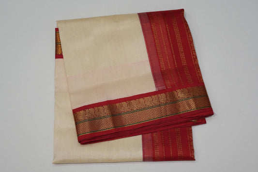Off-white vintage silk cotton saree