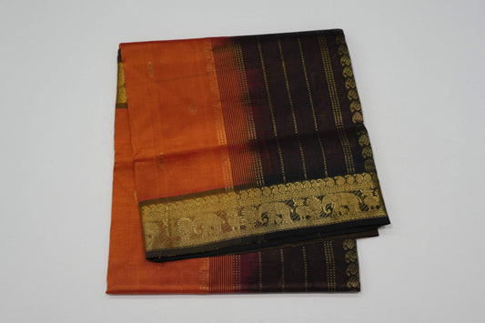 Rust orange vintage silk cotton saree