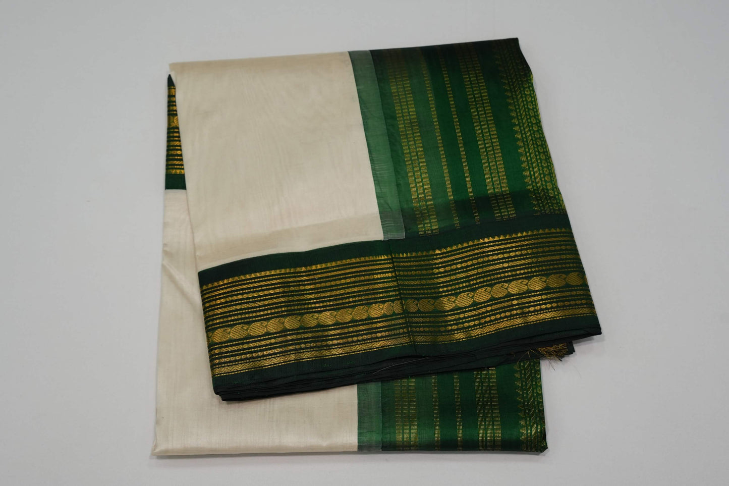 Off-white vintage silk cotton saree