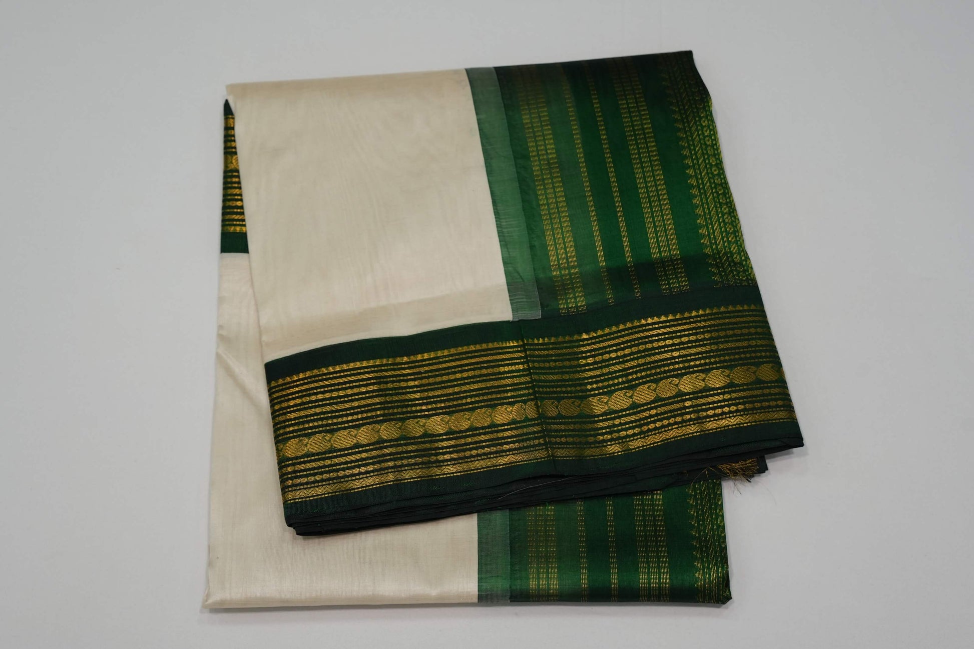 Off-white vintage silk cotton saree