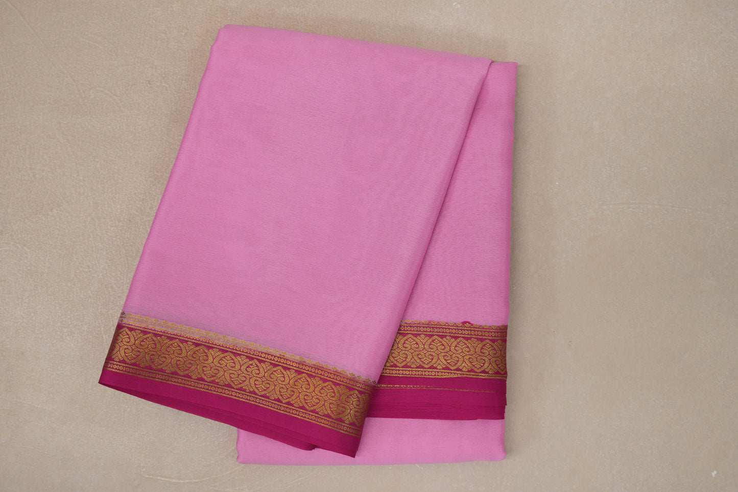 Light Pink with Rani Pink Borders Mysore Silk Saree by Shreenivas Silks PSSR019448