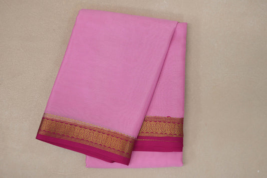 Light Pink with Rani Pink Borders Mysore Silk Saree