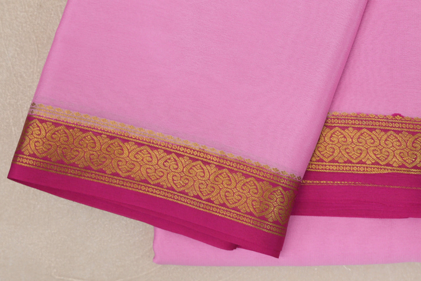 Light Pink with Rani Pink Borders Mysore Silk Saree by Shreenivas Silks PSSR019448