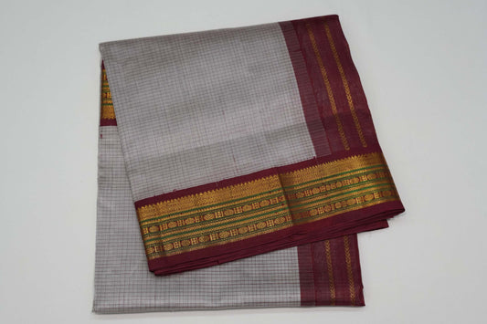Silver grey vintage silk cotton saree