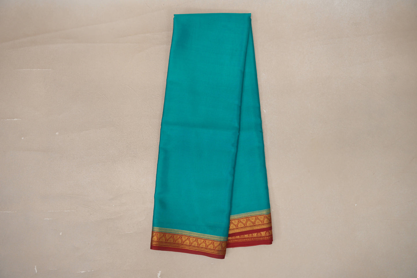Rama Green with Maroon Borders Mysore Silk Saree by Shreenivas Silks PSSR019449