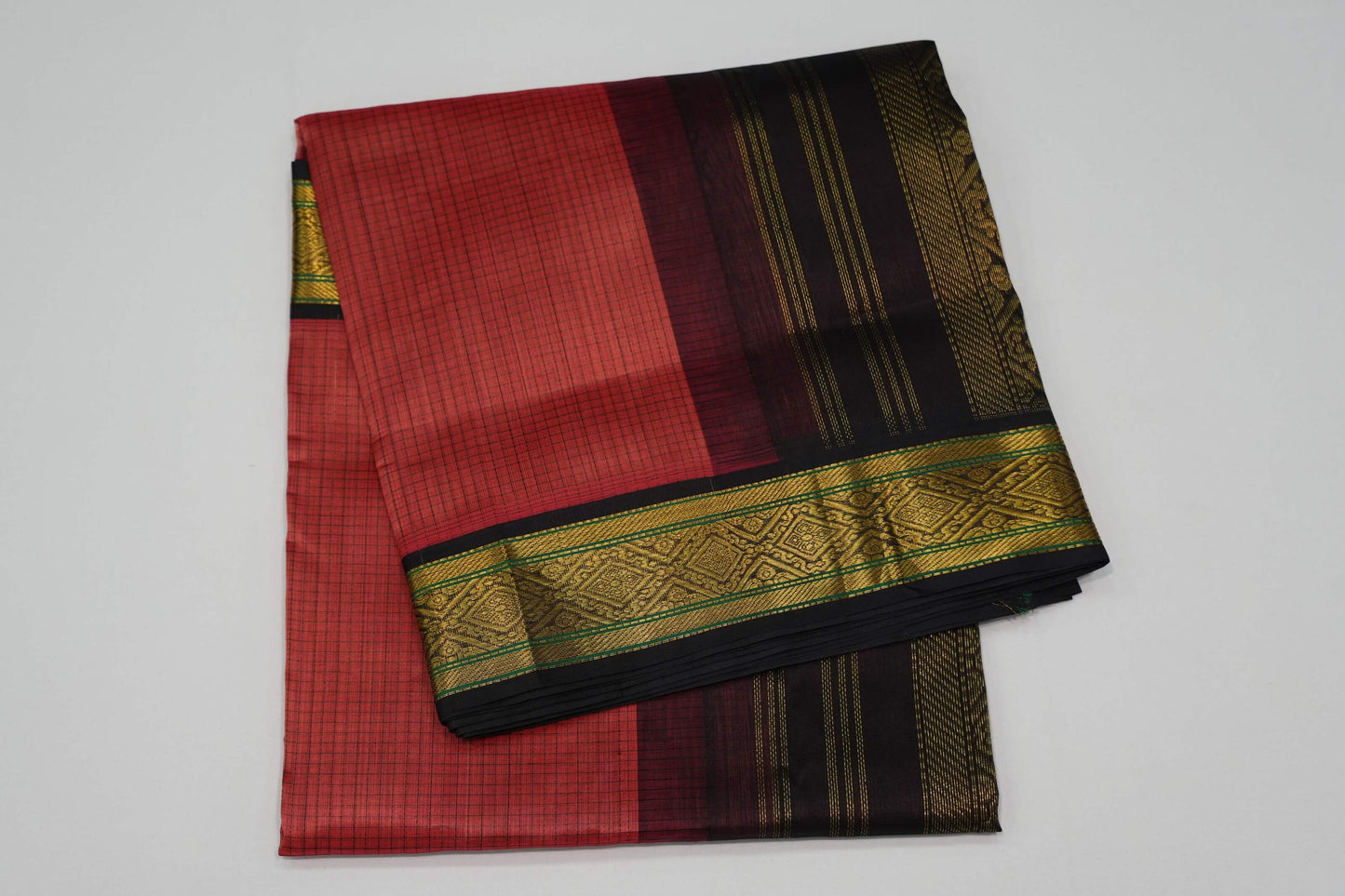 Brick red vintage silk cotton saree