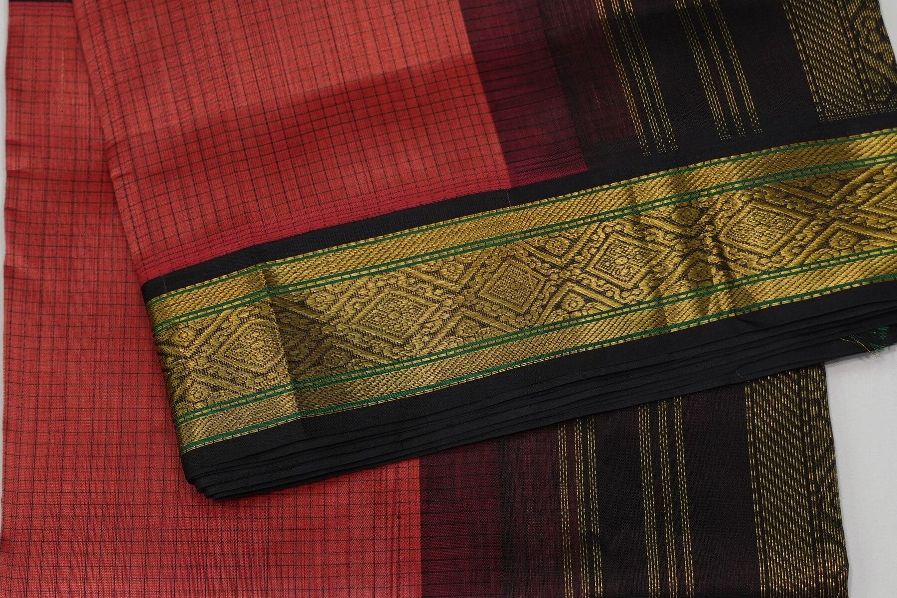Checked vintage silk cotton saree