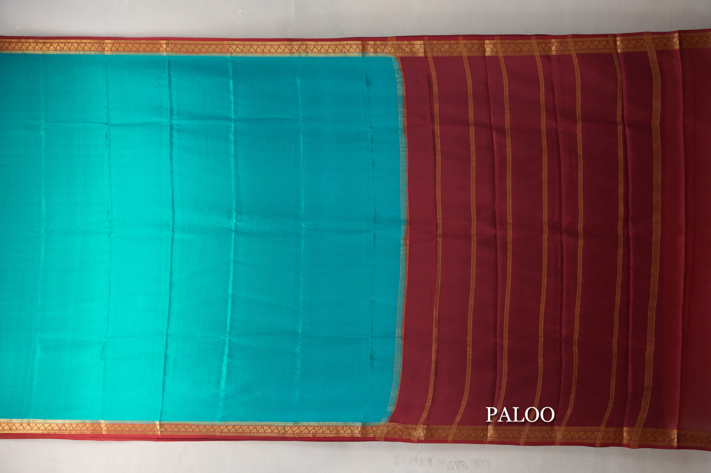 Rama Green with Maroon Borders Mysore Silk Saree by Shreenivas Silks PSSR019449