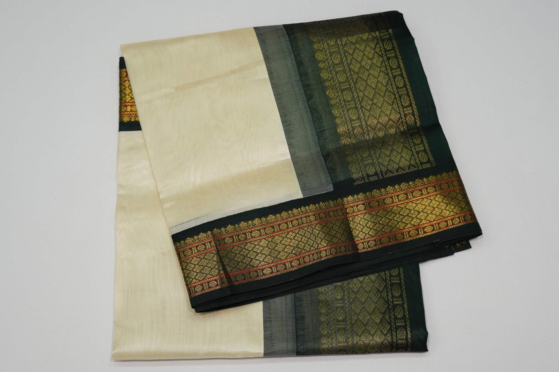 Off-white vintage silk cotton saree
