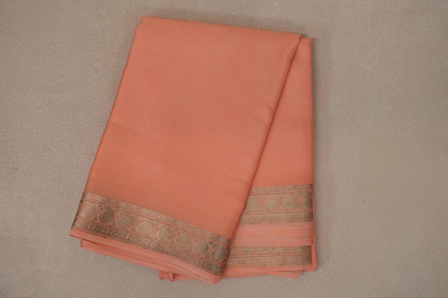 Peach with Self Borders Mysore Silk Saree by Shreenivas Silks PSSR019451