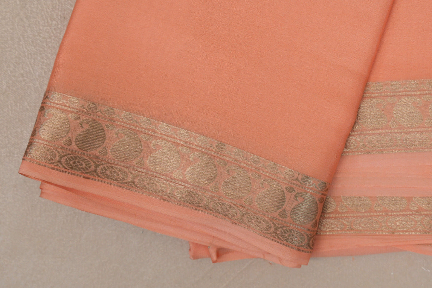 Peach with Self Borders Mysore Silk Saree by Shreenivas Silks PSSR019451