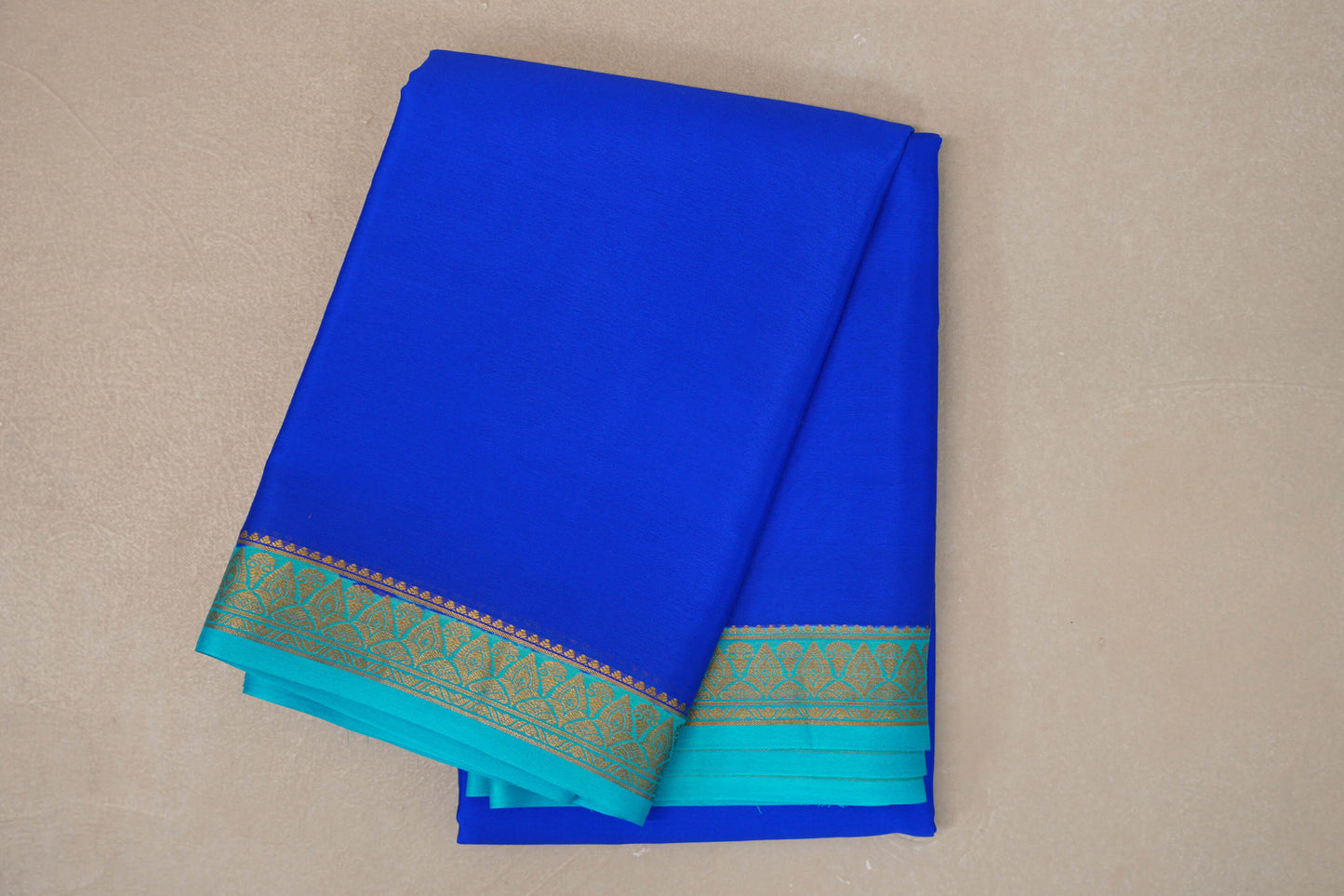 Bright Blue with Aqua Blue Borders Mysore Silk Saree by Shreenivas Silks PSSR019452