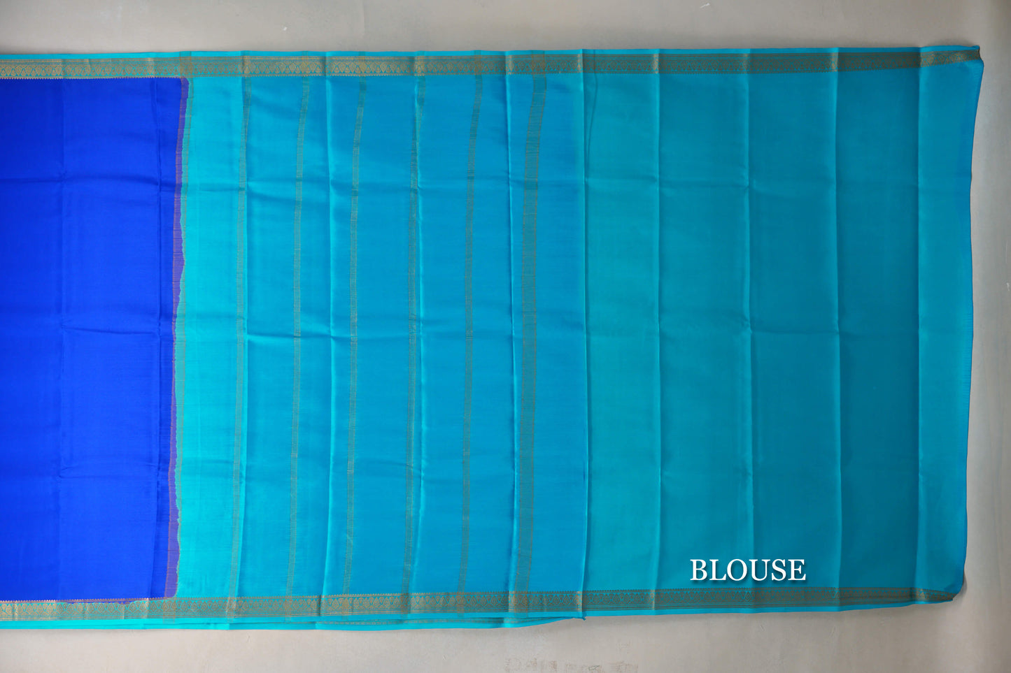 Bright Blue with Aqua Blue Borders Mysore Silk Saree by Shreenivas Silks PSSR019452