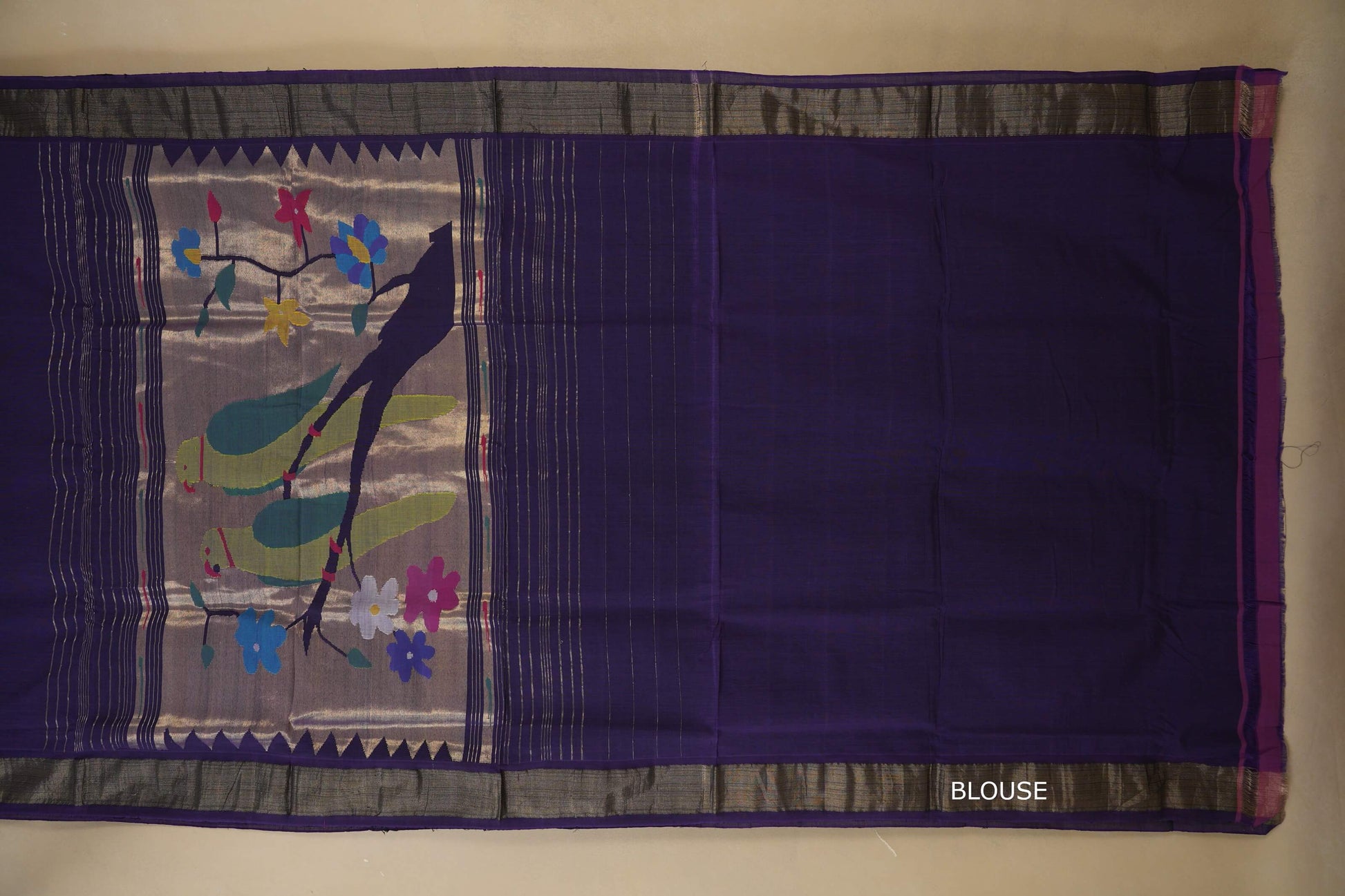 Purple Paithani Cotton Saree blouse