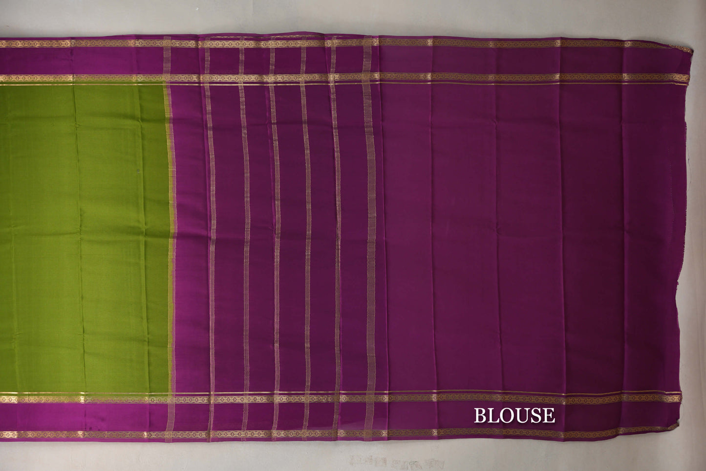 Olive Green with Purple Borders Mysore Silk Saree by Shreenivas Silks PSSR019455