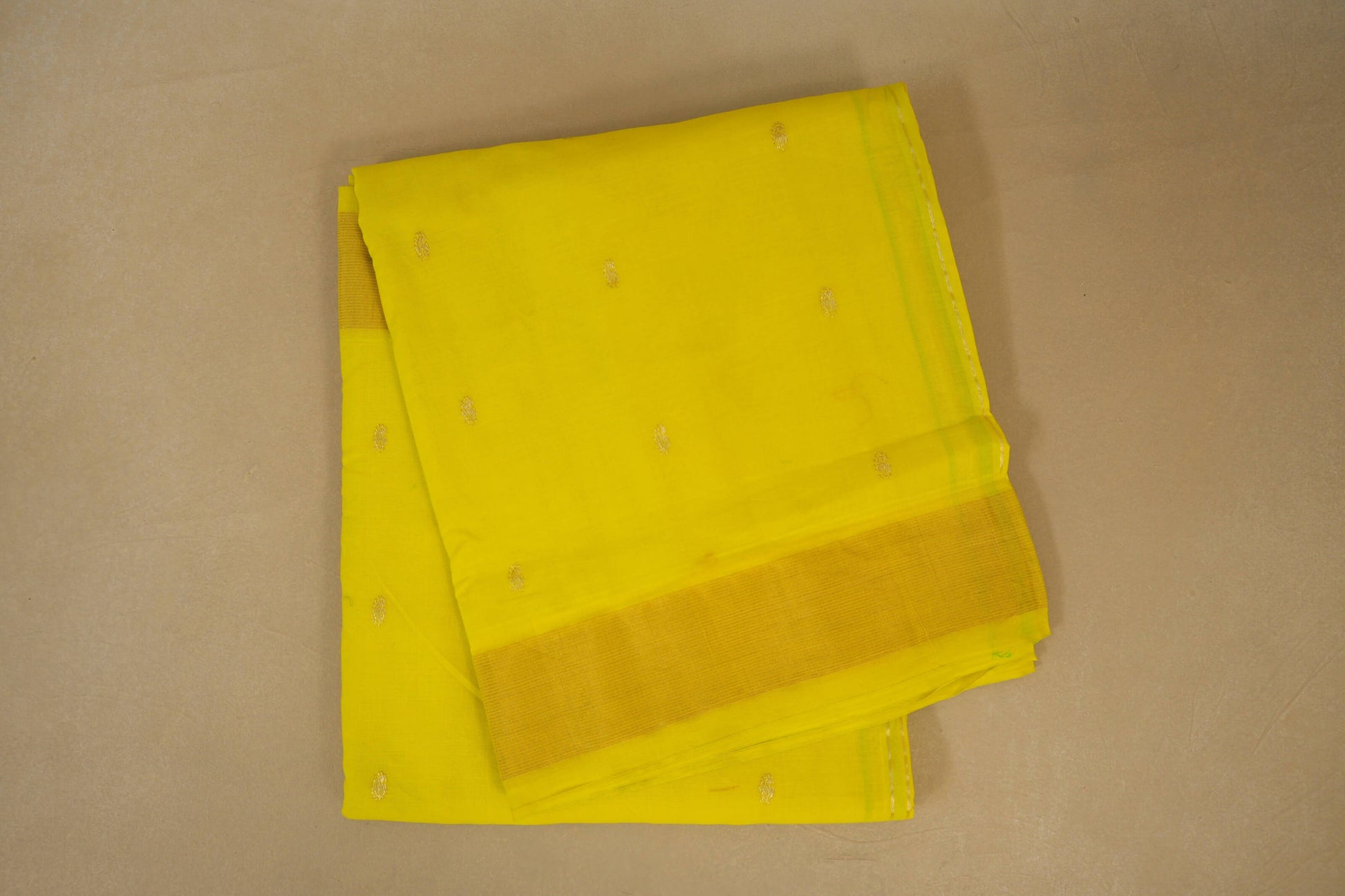 Lemon yellow Paithani Cotton Saree