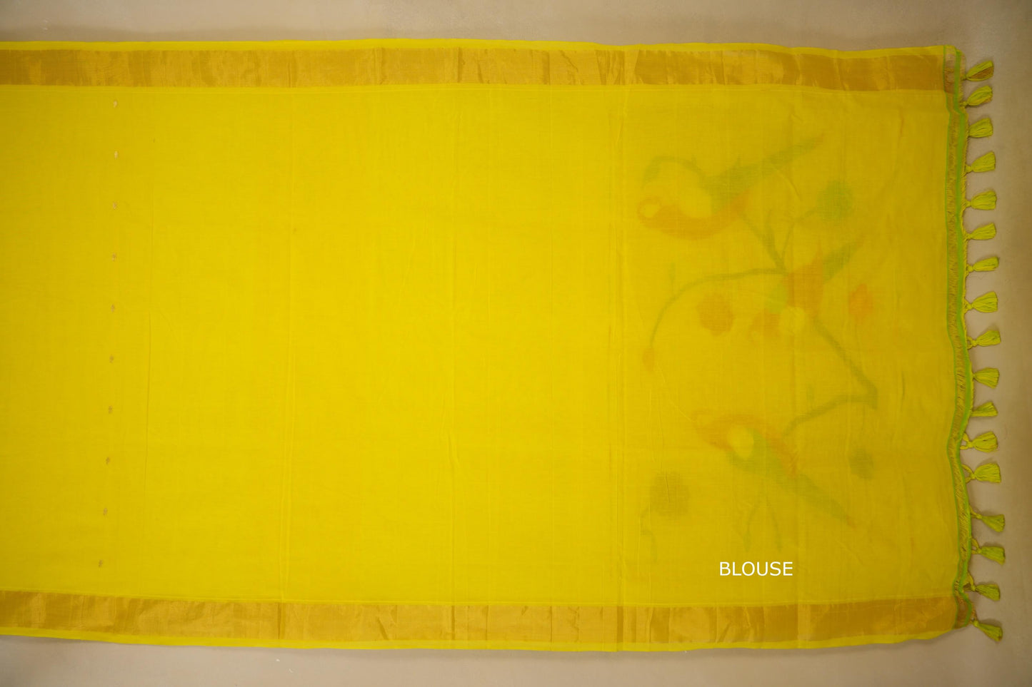 Lemon yellow Paithani Cotton Saree blouse