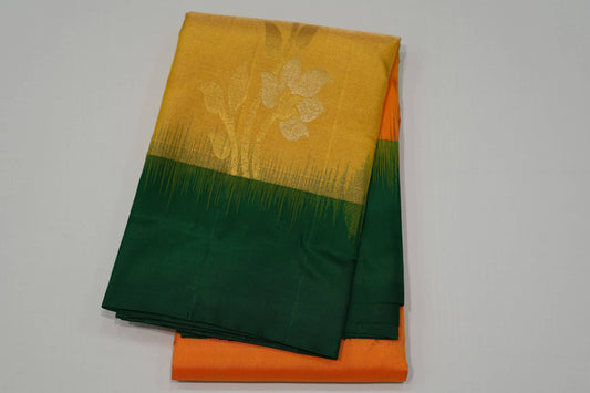 Mango yellow light weight kanchipuram silk saree