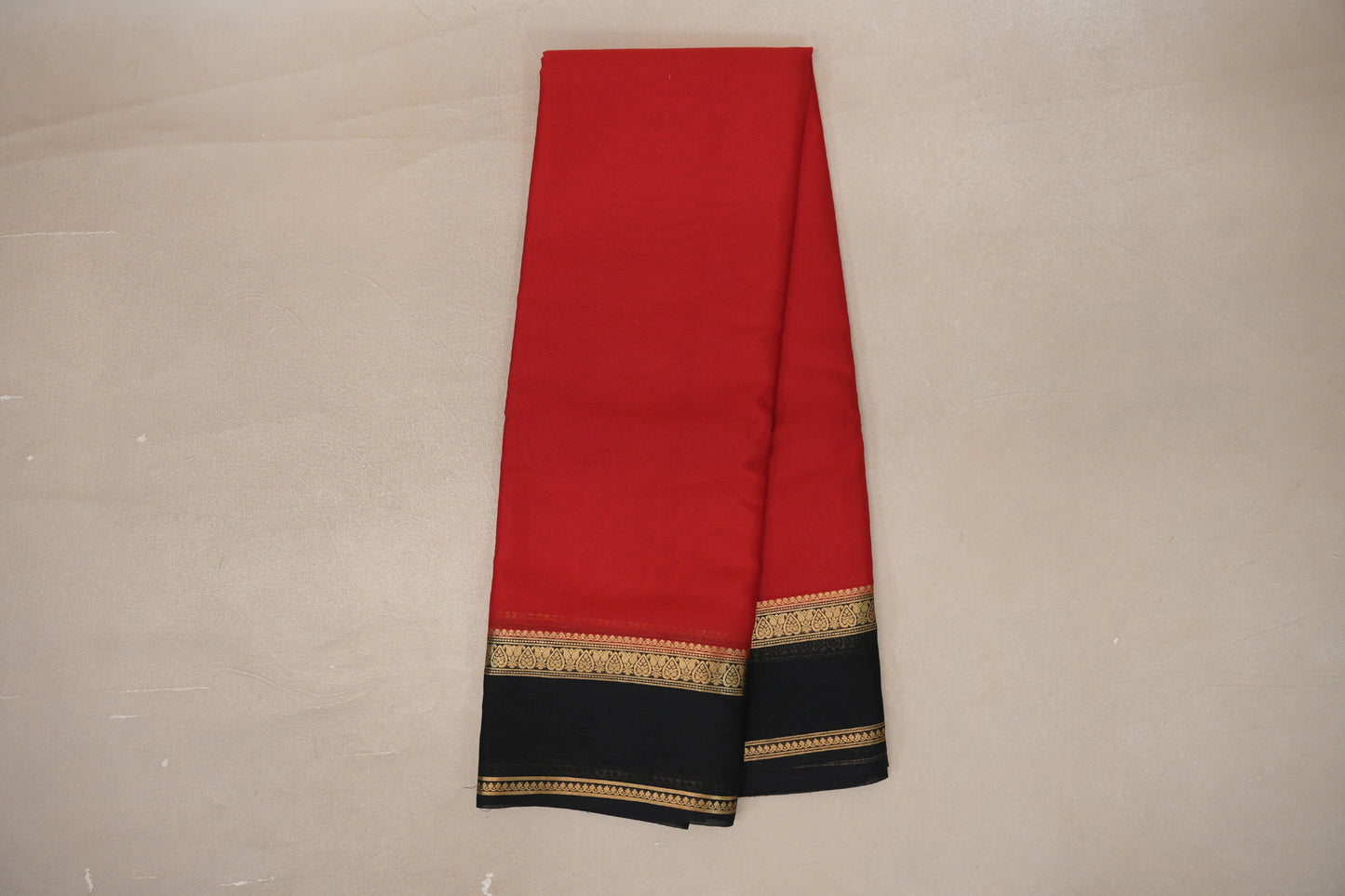 Bright Red with Black Borders Mysore Silk Saree by Shreenivas Silks PSSR019457